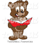 Vector Illustration of a Cartoon Bear Mascot Reading a Book by Mascot Junction