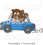 Vector Illustration of a Cartoon Bear Mascot Waving and Driving a Car by Mascot Junction