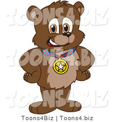 Vector Illustration of a Cartoon Bear Mascot Wearing a Medal by Mascot Junction