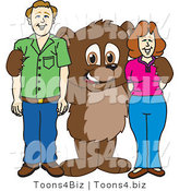 Vector Illustration of a Cartoon Bear Mascot with Adults by Mascot Junction