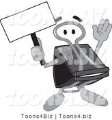 Vector Illustration of a Cartoon Binder Clip Mascot Holding a Blank Sign by Mascot Junction