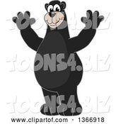 Vector Illustration of a Cartoon Black Bear School Mascot Cheering by Toons4Biz