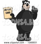 Vector Illustration of a Cartoon Black Bear School Mascot Holding a Report Card by Mascot Junction