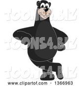 Vector Illustration of a Cartoon Black Bear School Mascot Leaning by Mascot Junction