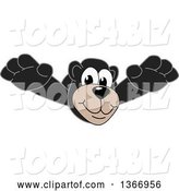 Vector Illustration of a Cartoon Black Bear School Mascot Leaping Outwards by Toons4Biz