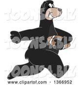 Vector Illustration of a Cartoon Black Bear School Mascot Running with an American Football by Mascot Junction