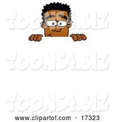 Vector Illustration of a Cartoon Black Business Man Mascot Peeking over a Surface by Mascot Junction