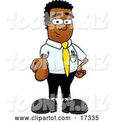 Vector Illustration of a Cartoon Black Business Man Mascot Pointing at the Viewer by Mascot Junction