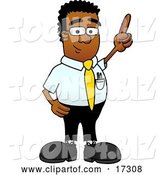 Vector Illustration of a Cartoon Black Business Man Mascot Pointing Upwards by Mascot Junction