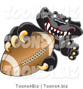 Vector Illustration of a Cartoon Black Jaguar Mascot Grabbing a Football by Mascot Junction