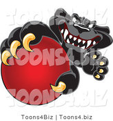 Vector Illustration of a Cartoon Black Jaguar Mascot Grabbing a Red Ball by Toons4Biz