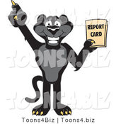 Vector Illustration of a Cartoon Black Jaguar Mascot Holding a Report Card by Mascot Junction