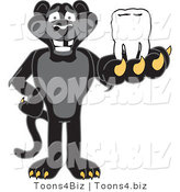 Vector Illustration of a Cartoon Black Jaguar Mascot Holding a Tooth by Mascot Junction