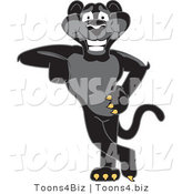 Vector Illustration of a Cartoon Black Jaguar Mascot Leaning by Toons4Biz