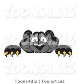 Vector Illustration of a Cartoon Black Jaguar Mascot Looking over a Surface by Mascot Junction