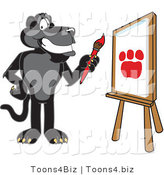 Vector Illustration of a Cartoon Black Jaguar Mascot Painting by Mascot Junction