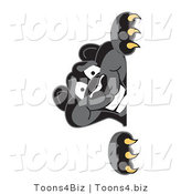 Vector Illustration of a Cartoon Black Jaguar Mascot Peeking by Mascot Junction