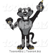 Vector Illustration of a Cartoon Black Jaguar Mascot Pointing up by Mascot Junction