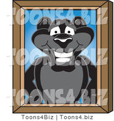 Vector Illustration of a Cartoon Black Jaguar Mascot Portrait by Mascot Junction