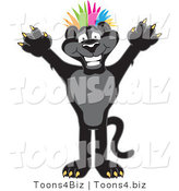 Vector Illustration of a Cartoon Black Jaguar Mascot Punk with Colorful Hair by Mascot Junction