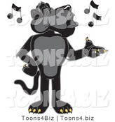 Vector Illustration of a Cartoon Black Jaguar Mascot Singing by Toons4Biz
