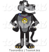 Vector Illustration of a Cartoon Black Jaguar Mascot Wearing a Medal by Mascot Junction