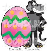 Vector Illustration of a Cartoon Black Jaguar Mascot with an Easter Egg by Mascot Junction