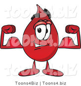 Vector Illustration of a Cartoon Blood Droplet Mascot Flexing His Arm Muscles by Mascot Junction