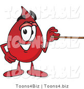Vector Illustration of a Cartoon Blood Droplet Mascot Holding a Pointer Stick by Mascot Junction