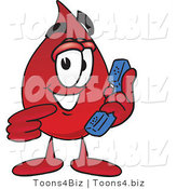 Vector Illustration of a Cartoon Blood Droplet Mascot Holding a Telephone by Mascot Junction