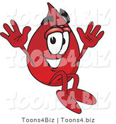 Vector Illustration of a Cartoon Blood Droplet Mascot Jumping by Mascot Junction