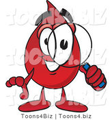 Vector Illustration of a Cartoon Blood Droplet Mascot Looking Through a Magnifying Glass by Mascot Junction