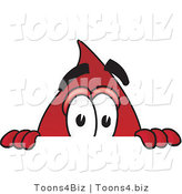 Vector Illustration of a Cartoon Blood Droplet Mascot Peeking over a Surface by Mascot Junction