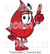 Vector Illustration of a Cartoon Blood Droplet Mascot Pointing Upwards by Toons4Biz