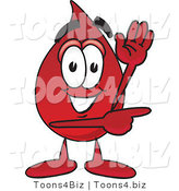 Vector Illustration of a Cartoon Blood Droplet Mascot Waving and Pointing by Mascot Junction