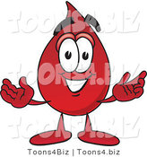 Vector Illustration of a Cartoon Blood Droplet Mascot with Welcoming Open Arms by Mascot Junction