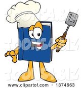 Vector Illustration of a Cartoon Blue Book Mascot Chef Wearing a Toque and Holding a Spatula by Mascot Junction