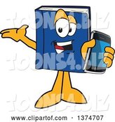 Vector Illustration of a Cartoon Blue Book Mascot Presenting and Holding out a Smart Phone by Mascot Junction