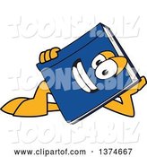 Vector Illustration of a Cartoon Blue Book Mascot Resting on His Side by Mascot Junction