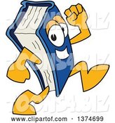 Vector Illustration of a Cartoon Blue Book Mascot Running by Mascot Junction