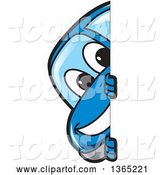 Vector Illustration of a Cartoon Blue Car Mascot Smiling Around a Sign by Toons4Biz