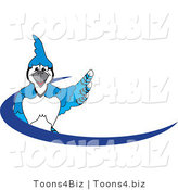 Vector Illustration of a Cartoon Blue Jay Mascot Blue Dash Logo by Mascot Junction