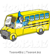 Vector Illustration of a Cartoon Blue Jay Mascot Driving a Bus by Mascot Junction
