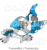Vector Illustration of a Cartoon Blue Jay Mascot Playing American Football by Toons4Biz