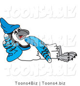 Vector Illustration of a Cartoon Blue Jay Mascot Reclined by Toons4Biz