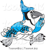 Vector Illustration of a Cartoon Blue Jay Mascot Running by Mascot Junction