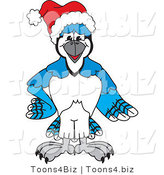 Vector Illustration of a Cartoon Blue Jay Mascot Wearing a Santa Hat by Mascot Junction