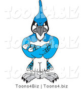 Vector Illustration of a Cartoon Blue Jay Mascot with Crossed Arms by Toons4Biz