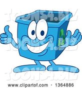 Vector Illustration of a Cartoon Blue Recycle Bin Mascot Giving a Thumb up by Mascot Junction