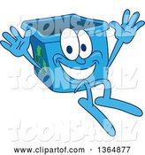Vector Illustration of a Cartoon Blue Recycle Bin Mascot Jumping by Toons4Biz